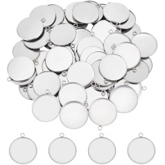UNICRAFTALE Пакет из 100 304 нержавеющей стали кулон кабошон настройки плоский круглый нержавеющей стали кабошон настройки лотки заготовки Dangle бр