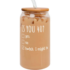 SUCHAGIFT 40th Birthday Gifts for Her - Funny 40th Birthday Gifts for Women, Best Friend, Coworker - Happy 40th Birthday Decorations for Women - 16 oz Can Glass