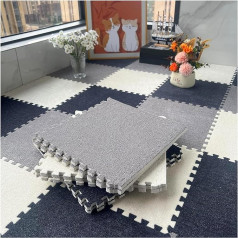 Schaumstoff-Bodenmatte, 12 Stück Puzzle-Schaumstoff-Bodenmatte for Schlafzimmer, ineinandergreifende Teppichquadrate, dünne und dicke Schaumstofffliesen, Verbindungs-Fußmatten (Dark Gray+light Gray+bei