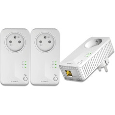 STRONG - Powerline 600 Kit - Trio Sockets CPL - Set CPL - 600 Mbps - Compatible with Any Box/Router - 1 Ethernet Port + Filter Socket - Quick Installation - High Speed Internet Access PL600TRIFRV2