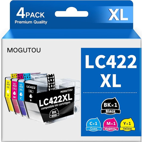 MOGUTOU LC422XL Картриджи с принтером Brother LC422 XL LC422XL Картриджи совместимы с MFC-J5340DW MFC-J5345DW MFC-J5740DW MFC-J6540DW MFC-J6940DW (упаковка из 4 штук)