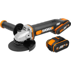 WORX WX803 Аккумуляторная угловая шлифовальная машина 20 В - подсветка с дополнительной рукояткой - скорость холостого хода 8600/мин - диаметр диск