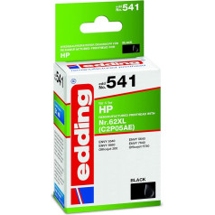 Картридж edding EDD-541 Ink Cartridge - Single Cartridge - Black - 21 ml - Yield 765 Pages - Replaces HP 62XL (C2P05AE)