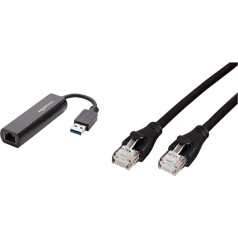 Amazon Basics 3ft USB 3.0 to 10/100/1000 Gigabit Ethernet Internet Adapter & Gigabit Ethernet LAN Cable RJ45 Cat6 Ideal for Home and Office Networks
