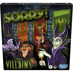 Hasbro Gaming Прости! Настольная игра: Детская игра Disney Villains Edition, семейные игры от 6 лет (Amazon Exclusive), зеленый
