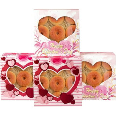 Коробка для печенья qiqee Valentine с окошком, 25,4 x 25,4 x 6,3 см, 30 штук, кондитерские изделия, macaron, День святого Валентина, коробка для выпечки ко Дню с
