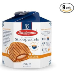 Daelmans Stroopwafels Caramel Value Pack 9 Hexa Box (230 г на Hexa Box) Аутентичные голландские вафельные карамельки Stroopwaffels