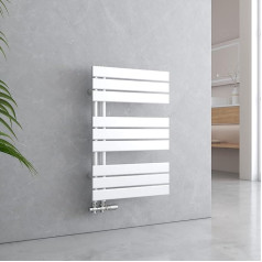 EMKE Badheizkörper Flach 762x500 мм Weiß, Handtuchwärmer Klein Handtuchtrockner, Panel Handtuchhalter Seitenanschluss für Wasser 397W