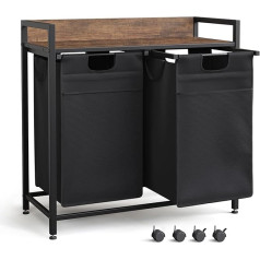 Корзина для белья Mondeer, 2 отделения, корзина для белья с полкой и 2 выдвижными съемными мешками для белья, металлический каркас, ящик для бель