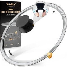Walfos Стеклянная крышка для кастрюль, сковородок, кастрюль и жаровен, с термостойкой силиконовой ручкой, закаленное стекло, подходит для пос