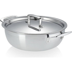 Le Creuset 53113240010550 3-слойная кастрюля из нержавеющей стали с антипригарным покрытием Диаметр 24 см Подходит для всех плит, включая индукционные 