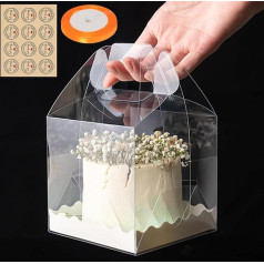 RAINPOP Прозрачные коробки для торта квадратные пластиковые коробки для выпечки Прозрачная подарочная коробка для торта с ручкой 5,25 дюйма Ин