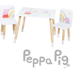 Roba Набор детских кресел Peppa Pig, 2 детских стула и 1 стол для детей, набор кресел с розовым мультяшным мотивом, дерево белое / натуральное, от 18 м