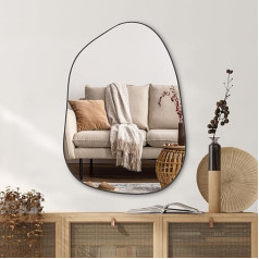 PERFNIQUE неправильной стены зеркало асимметричный 28 х 20 дюймов черный деревянная рама зеркало для ванной комнаты спальня гостиная прихожая д