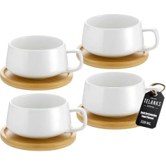 Набор из 4 чашек для капучино с блюдцем, кофейные чашки 320 мл, чашки для эспрессо из керамогранита для чая, кофе, капучино, кофейные чашки с де