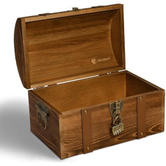 Heimfreude Blackbeard Treasure Chest 30 x 18,5 x 18,5 см из массива сосны с замком для подарка, декоративный деревянный ящик для хранения или как сундук для поиска 