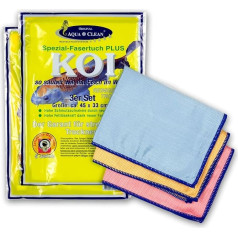 AQUA CLEAN Koi Mikrofaser Tuch Spezialfaser, zum Reinigen Trocknen Polieren, Set 6-teilig (2x 3 Stück), 45x33cm