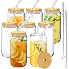 YFKJEU Набор из 8 стаканов для питья с крышкой и соломинкой, стаканы для коктейлей 350 мл, стаканы для питья, стакан для бабл-чая с крышкой и солом