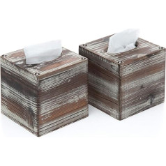 J JackCubeDesign Деревенская коробка для салфеток в упаковке из 2 салфеток с квадратным держателем для кухни, ванной комнаты, офиса, гостиной (дере