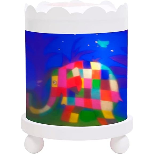 Trousselier - Слоненок Элмер - Ночник - Волшебная карусель - Идеальный подарок на рождение ребенка - Цвет белого дерева - Анимированные картинки - У