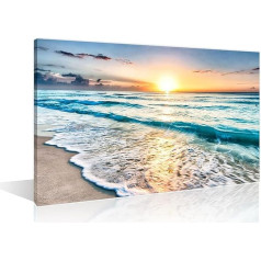 TISHIRON Декор Стены Пляж Закат для Дома Современный Декор Синее Море Живопись На Холсте Настенное Искусство Деревянная Рамка Готов Повесить (