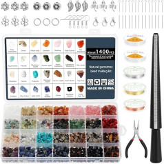 Kyrio 1660 Pieces Jewellery Making Kit, 28 Colours Crystal Beads Kit with Ear Hooks, Carabiner Hooks, Jewellery Wire, Pliers and Other Jewellery Ring Making Supplies for Jewellery Making DIY Crafts