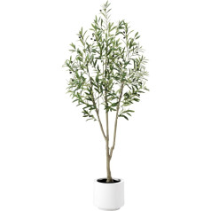 Keeplush Искусственное оливковое дерево 180 см с белым горшком, искусственные растения большое оливковое дерево искусственное с 756 листьями и 54 