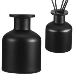 Healeved Premium 2 Pack 150ml Black Reed Diffuser Bottles - Glass Aromatherapy Containers Ideal for Essential Oils DIY Crafts Decoration Elegant Empty Fragrance Accessories Smooth Matte