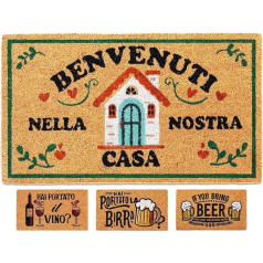 LUA VIKA Benvenuti Coconut Doormat, Outdoor and Indoor, Door Mats for Home Door, Funny Doormat Outdoor, Door Mats, Coconut Mat, 40 x 70 x 1.5 cm