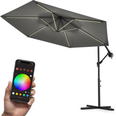 Swing & Harmonie Luxury LED Parasol with RGB Lighting Including Remote Control, App Control, Cantilever Parasol, Garden Umbrella