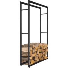 Melko Firewood Stand Metal Firewood Rack Firewood Holder 150 x 100 cm Including Height-Adjustable Feet Black Powder Coated and Matching Screws