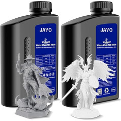 JAYO Water Wb Washable ABS-Like Resin 2 kg, 3D Printer Resin 405 nm UV Standard Fast Photopolymer Resin for LCD/DLP/SLA 3D Printer, High Precision, Not Brittle, 1 kg Bottle, Pack of 2, Grey + White