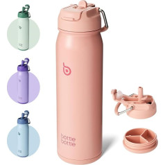 bottlebottle Бутылка из нержавеющей стали 24 унции (709 мл) с соломенной ручкой и отделением для таблеток для школы на открытом воздухе, изолированн