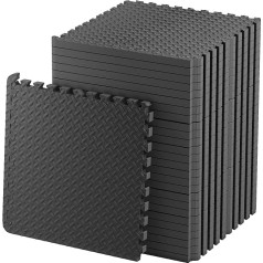 Edukit Комплект защитных ковриков Extra Thick - 2 cm - Premium Fitness Equipment Underlay Mat 4 Pieces Extra Large (60 x 60 cm - каждая плитка) (1.48 m² - все вместе) Black Floor Protection Mats Put Together