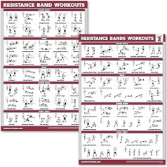 QUICKFIT 2 Pack Resistance Bands Exercise Poster Set - Resistance Tubes Workout Charts