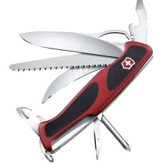 Карманный нож VICTORINOX Ranger Grip 58 Hunter, 13 функций, Swiss Made, мультиинструмент с отверткой, открывалкой, пинцетом, красный/черный