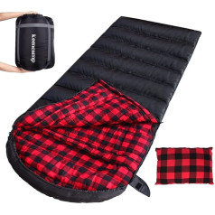 Keencamp Спальный мешок на открытом воздухе фланель теплый 3-4 сезона хлопок подкладка до -1 ° C XXL одеяло спальный мешок портативный легкий зимни