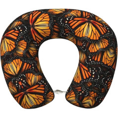 Подушка для путешествий VANTUT Heaps of Orange Monarch Butterflies, подушка для шеи, легкая, удобная, поддержка головы и шеи, пена с эффектом памяти, идеальный 