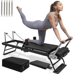 STWBHW Pilates Reformer Machine Pilates Bed with Spring for Reformer Body Endurance Stretching Balance Exercise Training Foldable Pilates Equipment for Home Gym