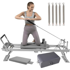 LINTRY Pilates Reformer Home Gym Equipment Foldable Pilates Reformer with Metal Springs Pilates Reformer Set for Home and Gym
