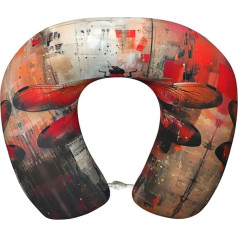 Подушка для шеи AKDODK с абстрактным принтом красной стрекозы, для путешествий, подушка для путешествий из пены с памятью, портативный аксесс