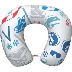 Подушка для шеи OKFSTY Hockey Elements Creative Patterned Travel Neck Pillow for Airplane Adult Memory Foam Travel Neck Pillow for Airplane Train Home