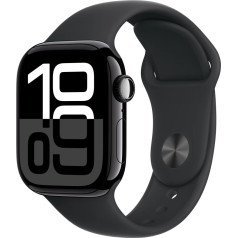Watch series 10 gps + cellular, алюминиевый корпус 42 мм цвета оникс со спортивным ремешком черного цвета - размер m/l