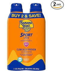 Banana Boat Ultra Mist Sport Performance Bread Spectrum Sun Care Sunscreen Spray - Twin Pack - SPF 50 (Pack of 2)