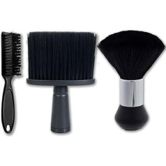3 Stück Barbierbürste, Friseurzubehör, Friseur-Haarbürste mit Griff, Nackenbürste, Reinigungsbürste, weiche Hals-Staubwedel-Bürste zum Abbürsten von Haaren um Hals und Ohren (schwarz)