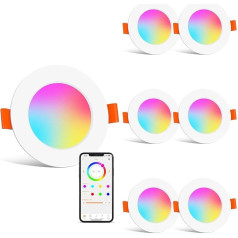 HYDONG Smart LED Recessed Spotlight, плоские 8 Вт светодиодные прожекторы, 230 В, IP44 встраиваемые светильники для ванной комнаты, 68 мм, совместимость с Alexa, теп
