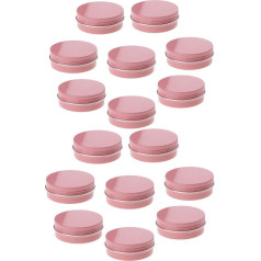 Vektenxi Pack of 16 Aluminium Jars 60 ml Pink Screw Cap Round Jars Metal Tin Cans Aluminium Container Food Jars Cosmetic Jar Pot Candle Cosmetic Travel Tins High Quality