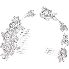 FRCOLOR Hochzeits Haarschmuck Für Bräute Haarkamm Mit Rosen Perlen Und Strass Eleganter Haarclip Für Brautfrisuren Und Hochzeitsaccessoires