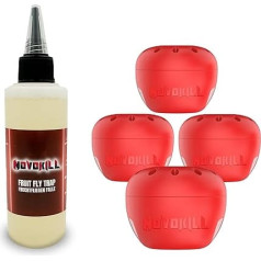 Ловушка для фруктовых мух Novokill для кухни многоразовая - 4 х ловушки для фруктовых мух с 1 х аттрактантом - защита до 100 дней - эффективная лову