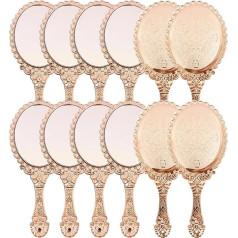 WAURCSY 12 винтажных ручных зеркал, рельефное зеркало с ручкой, компактное, портативное, милое ручное зеркало, декоративное винтажное дорожное 